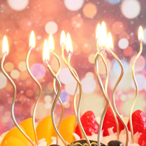 Juego de velas de cumpleaños Twisty, velas metálicas coloridas de bobina rizada, juego de velas largas y delgadas para boda, suministros para Dorado