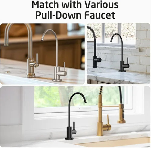 Miniatura 8 de KES Grifo de agua de ósmosis inversa de acero inoxidable 18/8 sin plomo certificado por NSF para fregadero de cocina, grifo de filtro de agua que se