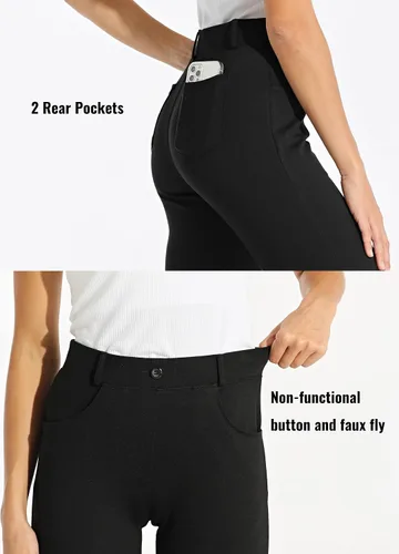 Miniatura 4 de Willit - Pantalones de vestir de yoga para mujer, 2931 pulgadas, pierna recta, elásticos, para oficina, casual, yoga, trabajo, pantalones