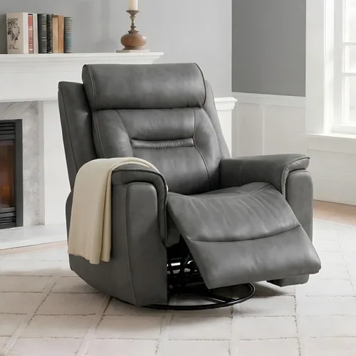 Miniatura 10 de KISLOT Silla reclinable de cuero manual, sofá balancín para adultos con brazo acolchado para sala de estar, dormitorio, asiento de cine en casa