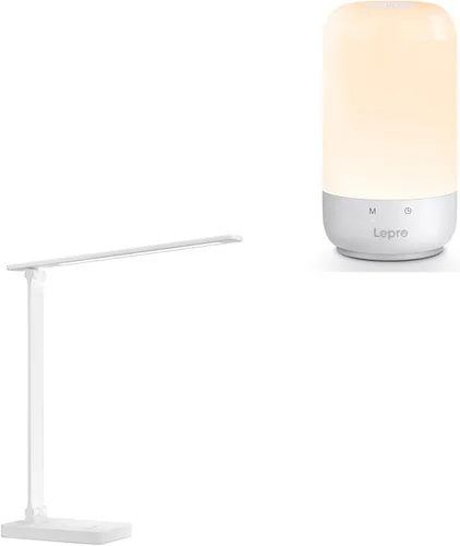 Lepro Bundle - Lámpara de escritorio LED blanca y lámpara de mesa LED (plata)