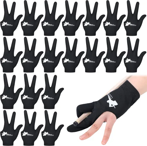 Giegxin 20 guantes de billar para billar con tres dedos, guantes de billar para mano izquierda y derecha, accesorios deportivos universales para