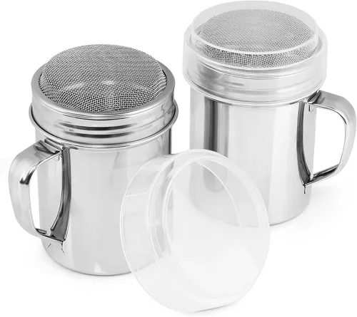 Miniatura 11 de Accmor 1 paquete espolvoreador de azúcar en polvo con mango, espolvoreador de canela tamizador de harina, colador de malla fina de acero inoxidable