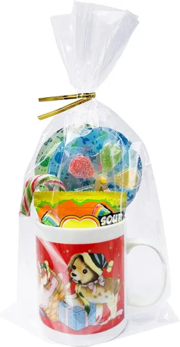 Miniatura 12 de Wowfit 50 bolsas de 10 x 14 pulgadas con fondo acolchado transparente de celofán para regalos con lazos dorados de 6" de Twist, embalaje de celofán