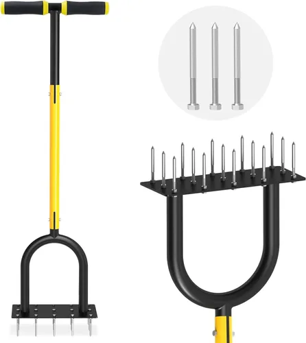 Aireador de césped - Aireador de césped y suelo para el cuidado del césped y el patio, aireador manual duradero para césped saludable, suelo