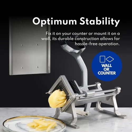 Miniatura 5 de New Star Foodservice 7006872 Cortador de papas fritas extra resistente 3/8" con soporte de pared, mostrador fijo o montaje en pared