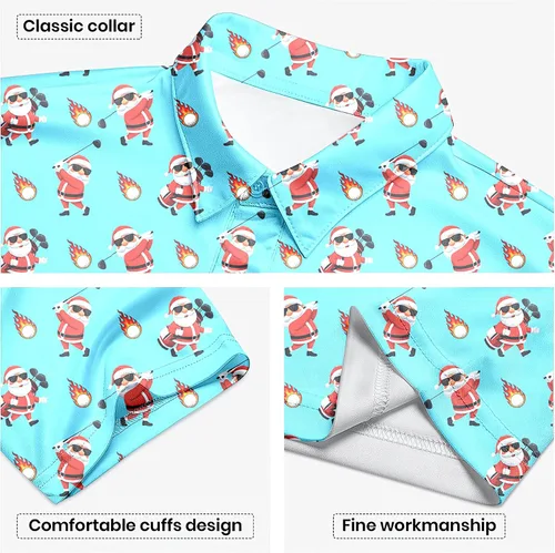 Miniatura 59 de Camisa de golf de los años 80 para hombre, ajuste seco, manga corta, estampada, divertidas, camisas de golf de los años 90 para hombre