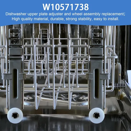 Miniatura 3 de W10571738 Ajustador de rejilla superior para lavavajillas y conjunto de rueda para reemplazo Whirlpool WPW10571738 (paquete de 4)