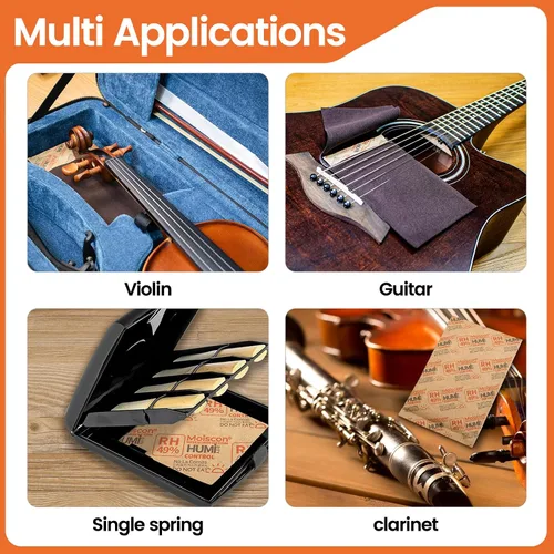 Miniatura 4 de Wisesorb Paquetes de control de humedad bidireccionales 49% para guitarras e instrumentos de madera - Absorbentes de humedad de 70g