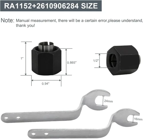 Miniatura 2 de Thaekuns RA1152 Llaves de desplazamiento para router BOSCH 2610906284 Portabrocas de 1/2 pulgada para enrutadores de las series 1613, 1617, 1618
