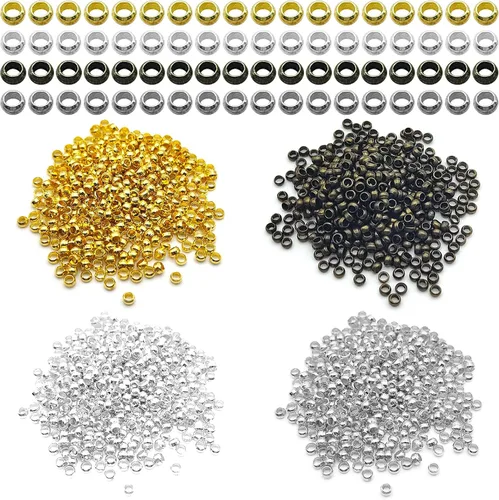 Miniatura 14 de 1000 cuentas espaciadoras redondas planas para manualidades, cuentas de disco de 5 colores para hacer joyas, pulseras, collares, aretes