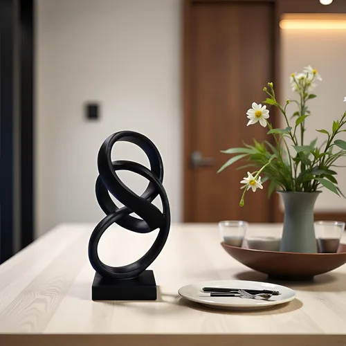 Miniatura 7 de Escultura decorativa de cinta abstracta moderna de 10 pulgadas, esculturas de nudo, decoración del hogar, estatuas de mesa de café, decoración