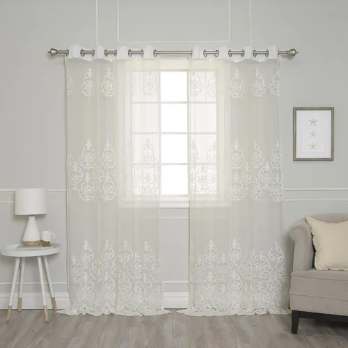 Miniatura 13 de Best Home Fashion juego de cortinas combinadas y mezcladas con estampado marroquí, para oscurecimiento de habitación, 4 unidades, arandelas