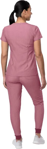 Miniatura 2 de Adar Pro - Conjunto de ropa quirúrgica que facilita el movimiento para mujer, blusa quirúrgica con cuello en V en corazón y pantalón quirúrgico