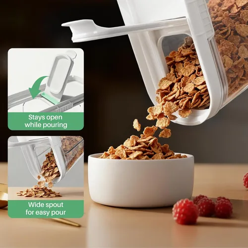 Miniatura 9 de Contenedores de almacenamiento de cereales, juego de 3 recipientes herméticos de PET con tapas (135.2oz/4L) para organización de gabinete de cocina