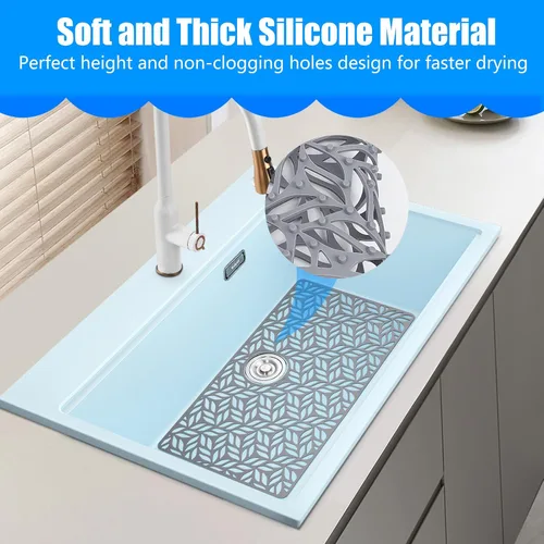 Miniatura 4 de Protectores de fregadero de silicona - 2 piezas, 28.25"x15.25", protectores inferiores para fregaderos de acero inoxidable y porcelana
