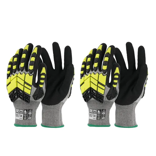 2 pares de guantes de trabajo de seguridad, guantes de impacto para hombres y mujeres, resistentes a los cortes, antideslizantes, de trabajo pesado