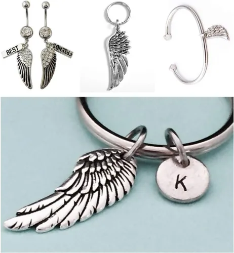 Miniatura 3 de Zhiheng Surtido de 60 dijes de alas de ángel, colgantes de aleación para copas de vino, pulseras, collares, aretes, joyería, fabricación