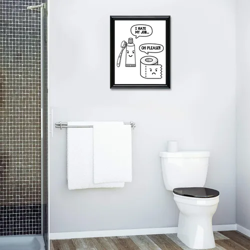 Miniatura 3 de Divertidas decoraciones e impresiones de baño, arte de pared, marco de 8 x 10 pulgadas