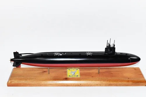 Miniatura 2 de USS Pollack SSN-603 Modelo submarino, Marina de los EE. UU., Modelo a escala, caoba, clase de permiso