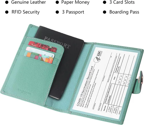 Miniatura 2 de Portapasaportes de cuero auténtico para pasaporte, con bloqueo Rfid - con compartimento para documentos de identificación