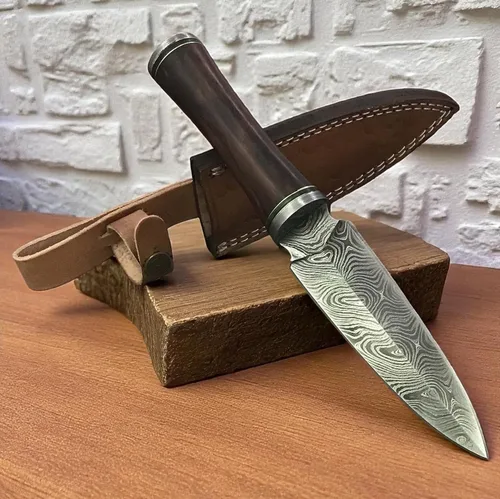 Miniatura 6 de Cuchillo de acero de Damasco hecho a mano DG-28 - Hermoso mango de palisandro