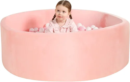 Miniatura 15 de TRENDBOX Piscina de pelotas de espuma para niños pequeños, 35x11 pulgadas, piscina de bolas suave para bebés con cubierta de terciopelo lavable