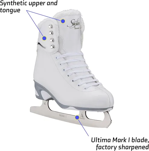 Miniatura 4 de Jackson Ultima SoftSkate - Patines de hielo para patinaje artístico para mujer/niña, ancho medio Blanco/forro polar
