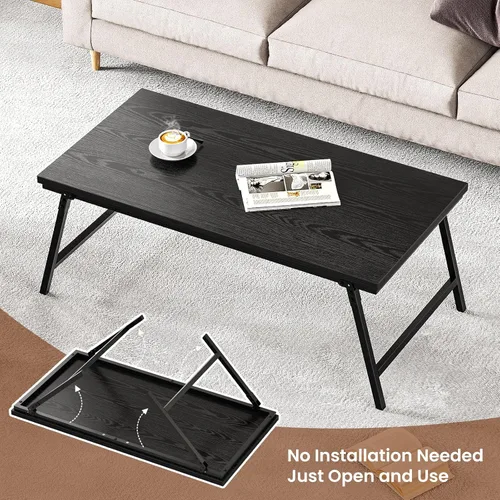 Miniatura 3 de ALLSTAND Mesa auxiliar plegable para espacios pequeños, pestillos para las piernas, mesa de centro plegable portátil, resistente, sin montaje, mesas