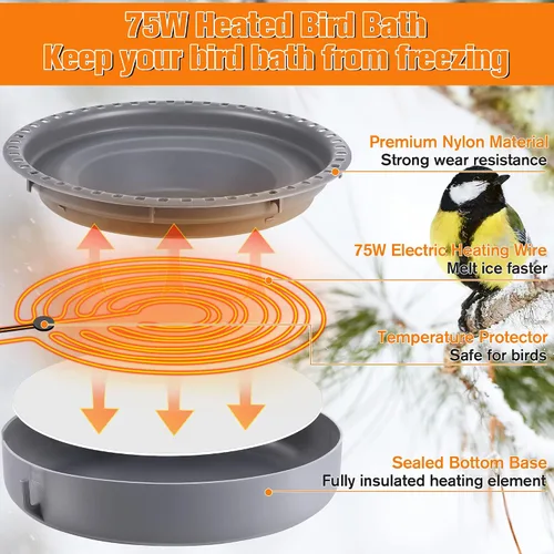 Miniatura 3 de Saillong Baños para pájaros para exteriores, comedero de agua para colibríes, para jardín, patio, césped, ideal para atraer pájaros