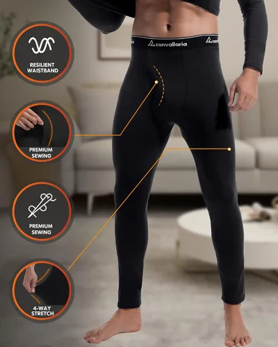 Miniatura 5 de CL convallaria Paquete de 2 ropa interior térmica para hombre, conjunto de capa base con forro polar, parte inferior de invierno, 2XS-6XL