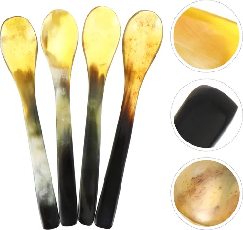 Miniatura 7 de Cuerno de búfalo Cuerno Buey Cuerno Cucharas Espresso para Té Postre Pastel Aperitivo 6.9 in