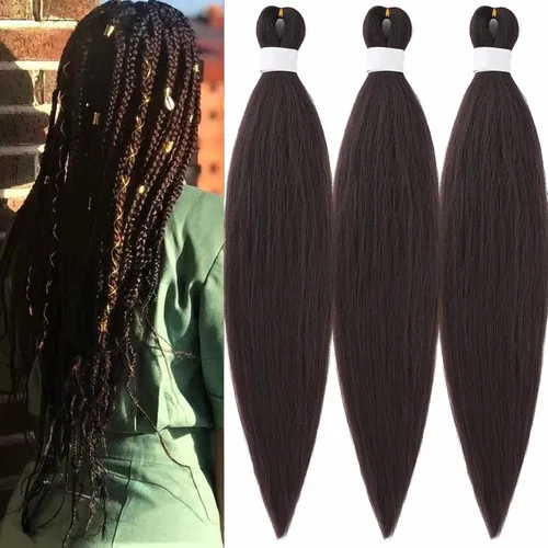 Miniatura 18 de Black Braiding Hair Pre Stretched 16 Inch Black Hair Extensions For Braiding Hypoallergenic Pre-stretched Braiding Hair Natural Knotless Crochet