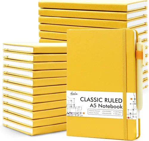 Miniatura 15 de Feela - Paquete de 24 cuadernos en blanco para el trabajo, cuaderno de negocios de tapa dura con líneas para escritura y soporte para bolígrafos