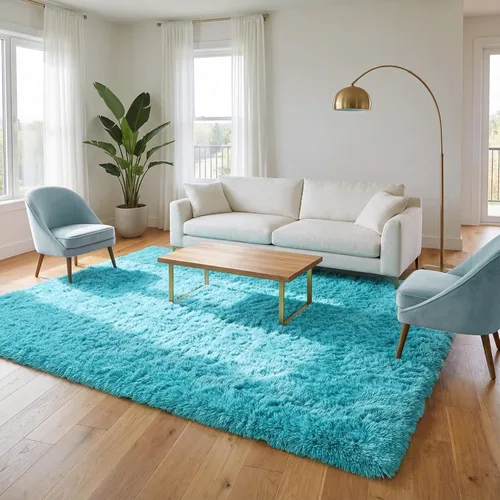 Miniatura 15 de Merelax Alfombra Moderna Suave y Esponjosa Shaggy para Dormitorio Sala de Estar Decoración de Sillas Pequeñas Alfombras Tapetes para Pies Piso, Verde