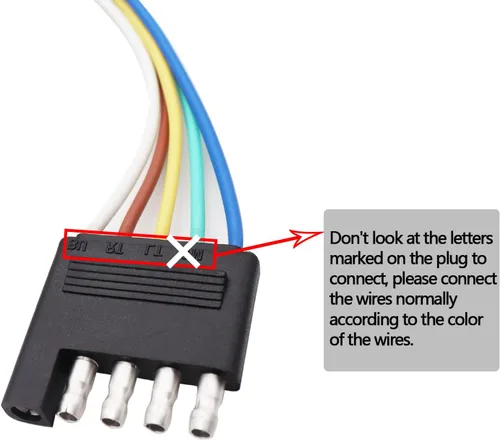 Miniatura 5 de Arnés de cableado de remolque plano de 5 vías y 5 puntas de 22 pulgadas, cable de extensión de conector macho de 5 pines, arnés de cableado de luz
