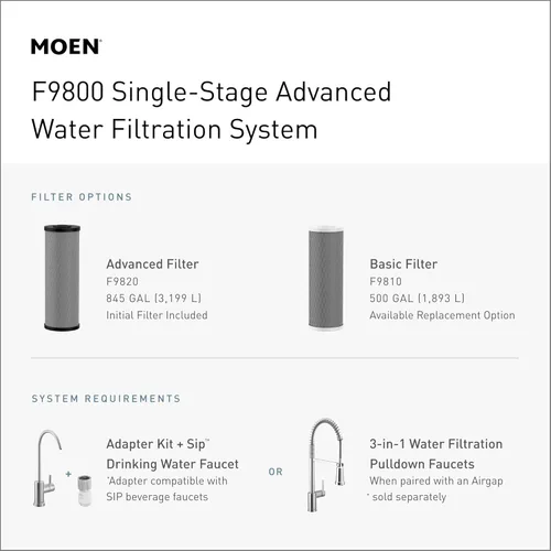 Miniatura 5 de Moen Sistema avanzado negro de la filtración del agua de la sola etapa debajo del fregadero, F9800