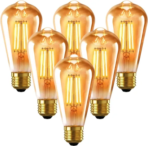 ANWIO Luces LED Vintage Edison ST58/ST19 Bombillas de Luces de Filamento LED, 4W (Equivalente a 40 Vatios) Regulables 2200K Blanco Cálido E26 Base