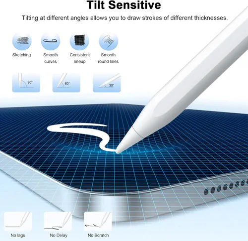 Miniatura 5 de iPencil de 2ª generación, lápiz para iPad con rechazo de palma y sensibilidad de inclinación, pantalla de alimentación LED, lápiz capacitivo