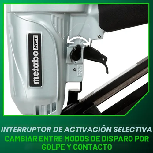Miniatura 9 de Metabo HPT NT65MA4 - Pistola de clavos con soplador de aire, clavadora neumática preferida por profesionales para molduras de corona, molduras