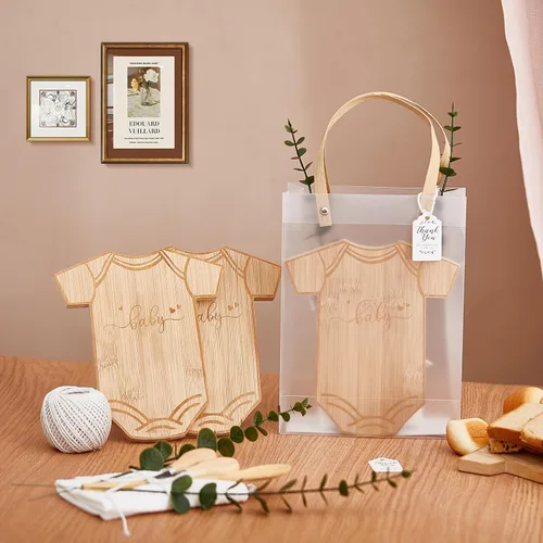 Miniatura 2 de 55 piezas de premios de baby shower para ganadores de juegos, 6 juegos de tabla de queso en forma de mameluco con cucharas, esparcidores de Body