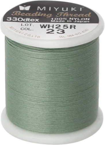 Miniatura 22 de Hilo para abalorios Miyuki – Hilo de nylon previamente encerado para proyectos de enhebrado, carrete de 50 m/55 yardas, color marrón, diámetro