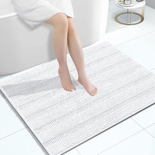 Miniatura 228 de Grandaily Alfombras de baño de felpilla a rayas de 24 x 16 pulgadas, extra gruesas y suaves, absorbentes, parte trasera de goma, alfombra de ducha