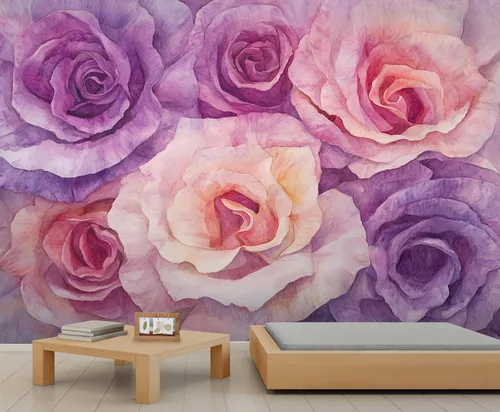 Miniatura 29 de Mural de pared floral retro, papel tapiz rústico floral de bar, flores abstractas 3D, impermeable, para cafetería, restaurante, sala de estar