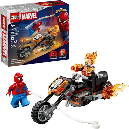 LEGO Marvel Spider-Man vs. Ghost Rider - Juguete de construcción de motocicleta para niños y niñas, a partir de 6 años, juego de superhéroes y