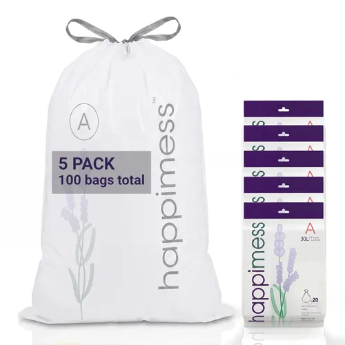Miniatura 9 de happimess 8 Gallon (30L) Drawstring Trash Bags, Unscented, Clear, Heavy Duty LDPE Liners for Kitchen and Household, Custom Fit, 20 Count