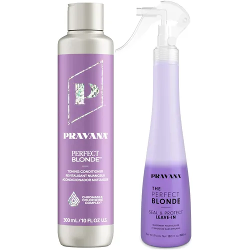 PRAVANA The Perfect Blonde Purple Toning Conditioner | Neutralizes Brassy, Yellow Tones | For Color Treated Hair | Chromasilk Enhances Shine &