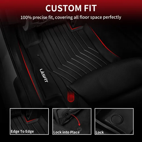 Miniatura 3 de LASFIT Tapetes de elastómero termoplástico para 1a y 2a fila de asientos de auto, para todo tipo de clima