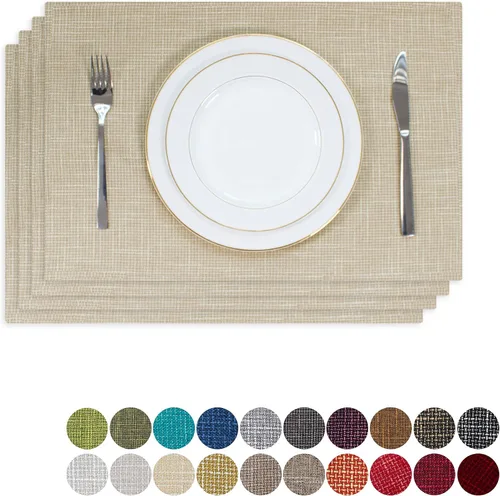 Miniatura 13 de Kevin Textile - Juego de 4 manteles individuales resistentes al calor, lavables, para fiestas, bufé, cenas, 13 x 19 pulgadas, color negro