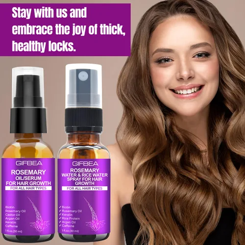 Miniatura 8 de Aceite de romero suero para el crecimiento del cabello con agua de romero y agua de arroz en aerosol para el crecimiento del cabello, aceite